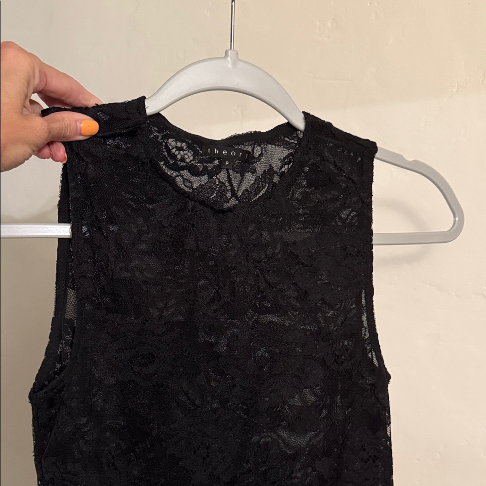 Theory black lace camisol tank petite small
